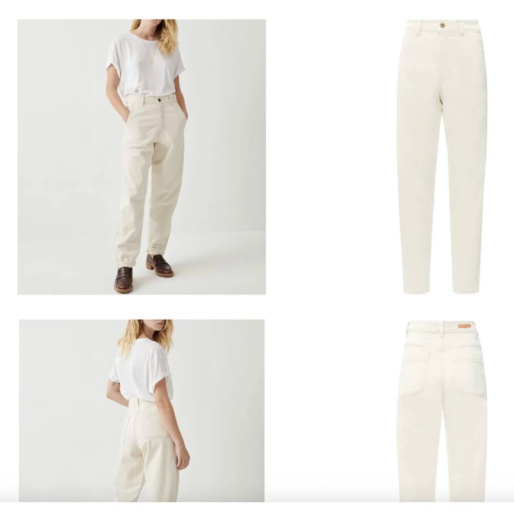 Sessùn Dr Marine White Jeans Slim Straight Organic Cotton Size 36